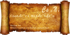 Csatári Nikétás névjegykártya